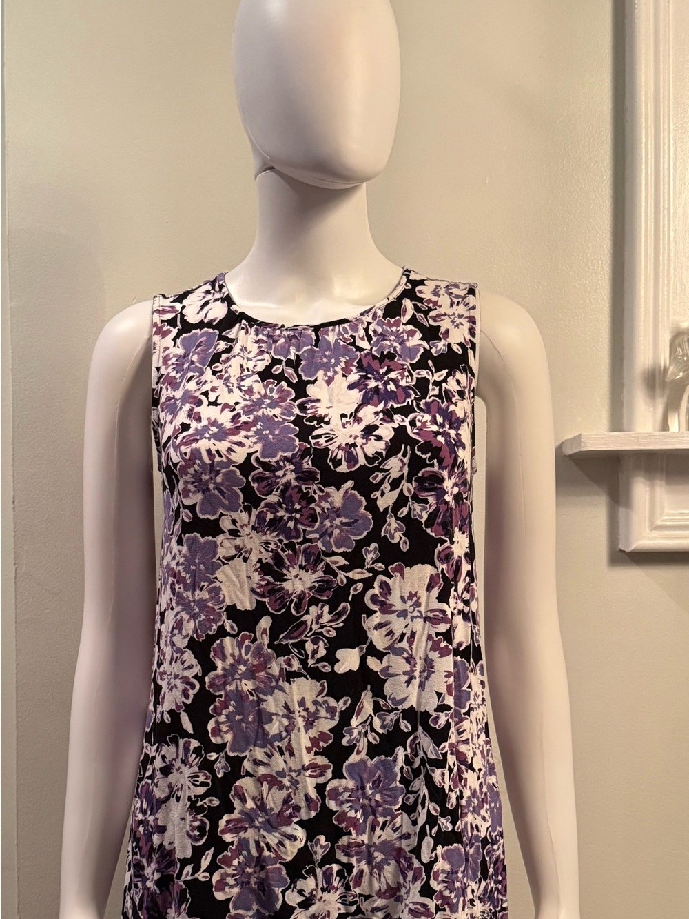 J. Jill Black Tank with Purple and White Floral Print